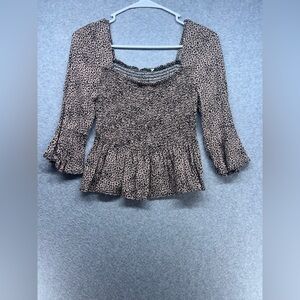 Elegant Smocked Animal Print Blouse